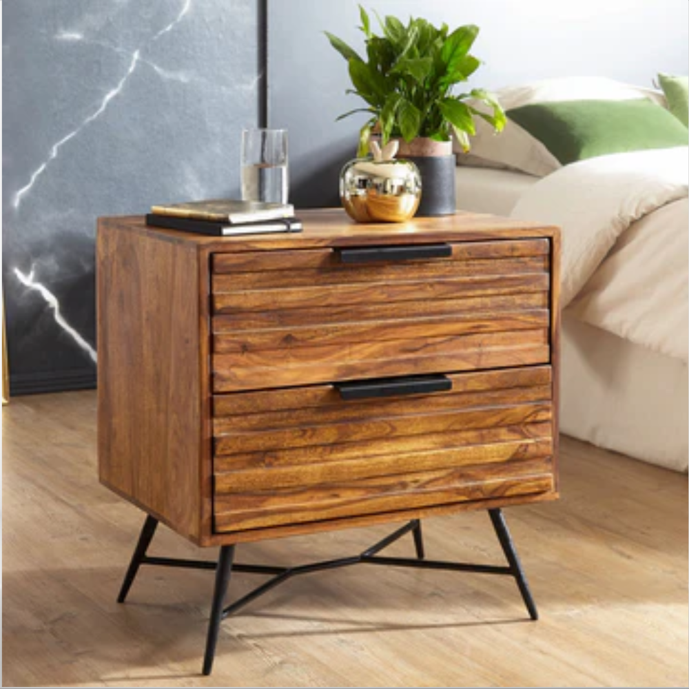 Carved Wood Nightstand